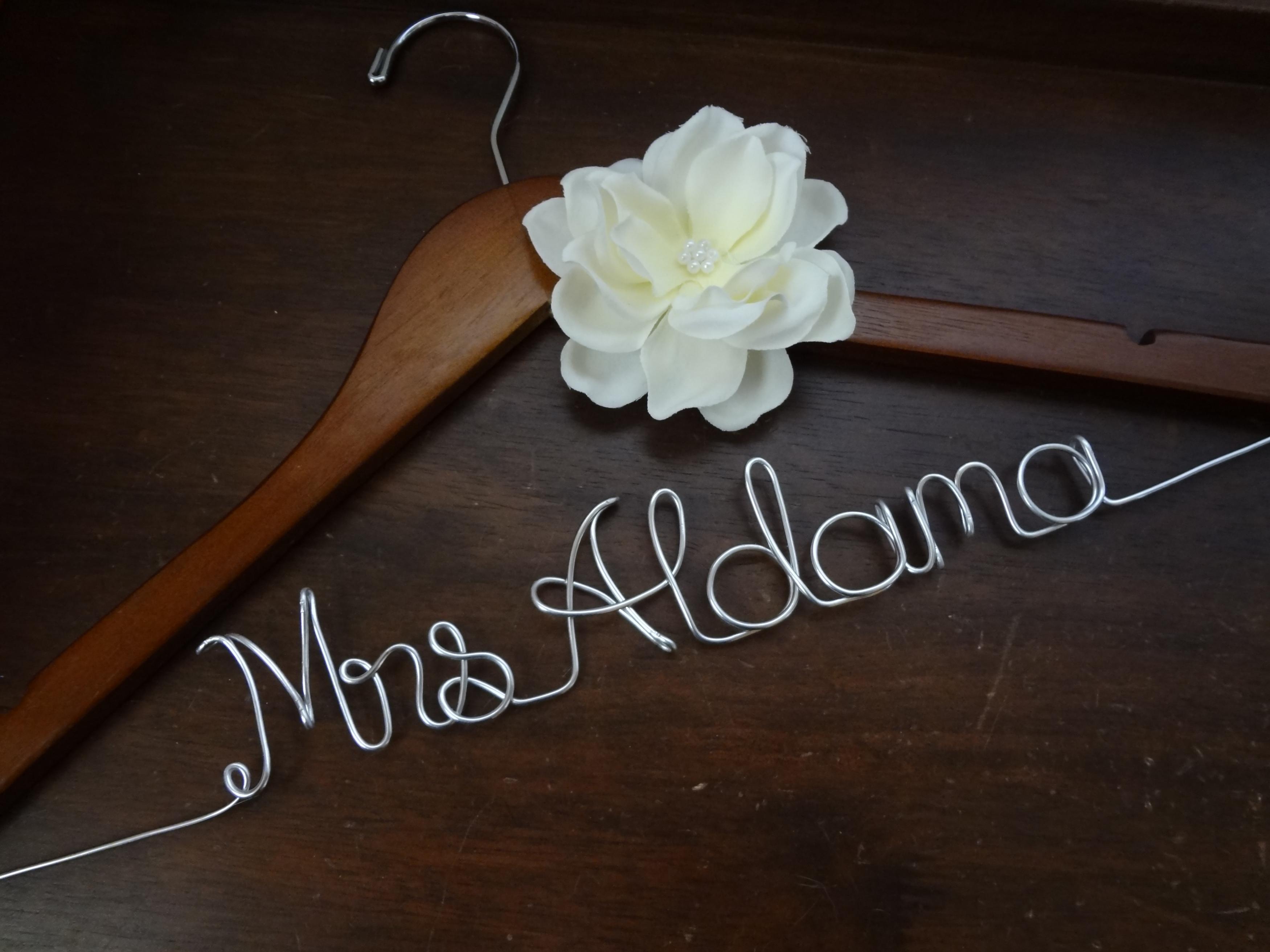 Wedding Wedding Dress Hanger personalized wedding dress hanger with ivory fabric flower on luulla flower